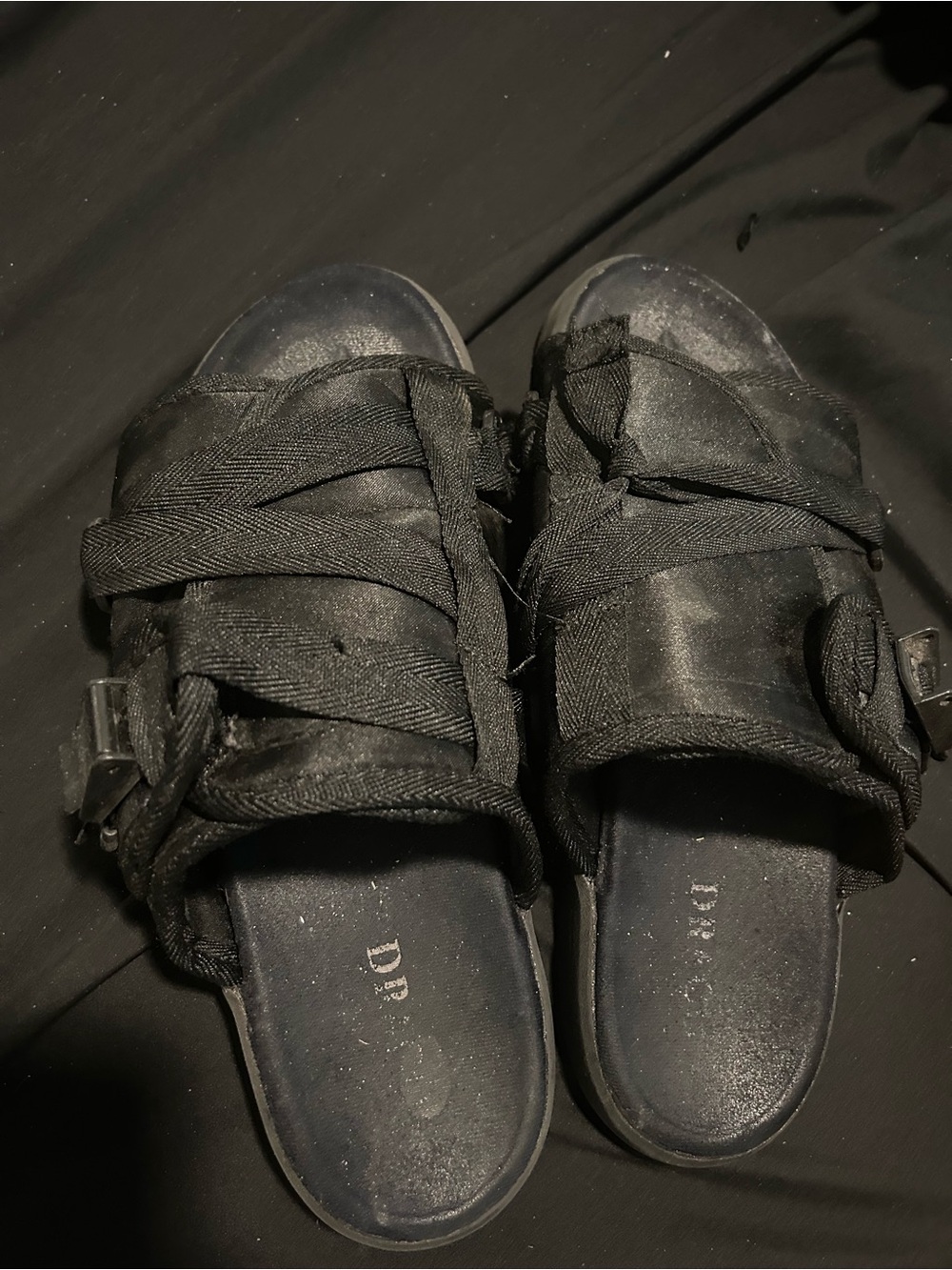 Men's Black Draco Slides with Adjustable Straps